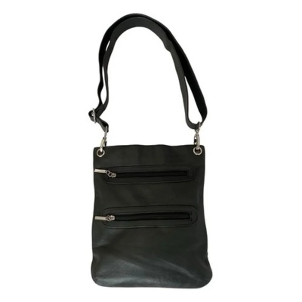 Anthropologie Margot Black Leather Crossbody Shoulder Bag 10”x12”